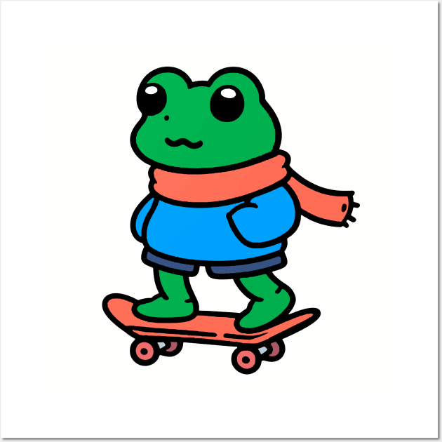 Frog on a Skateboard Wall Art by Lovely Animals